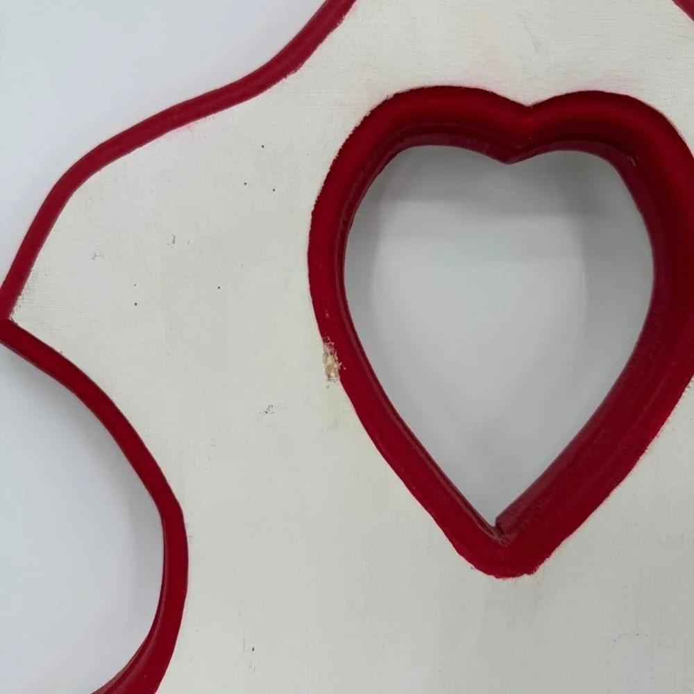 Hand Painted Wall Plaque Sledding Children Heart Cutout Country Cottage Decor‎